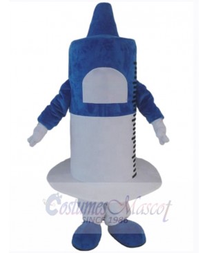 Blue and White Syringe Mascot Costume Cartoon