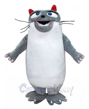 Chubby Grey and White Cat Mascot Costume Animal