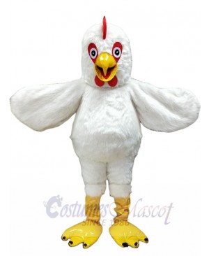 White Plush Cock Rooster Mascot Costume Animal