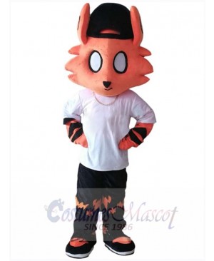 Orange Tiger Mascot Costume Animal wearing Black Hat