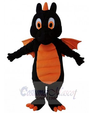 Black Dinosaur with Orange Belly Mascot Costume Animal