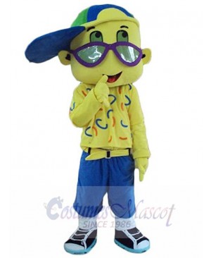 Lovely Boy with Glasses Mascot Costume People