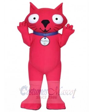 Red Fluffy Cat Mascot Costume Animal