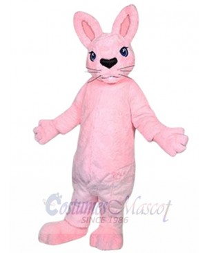 Pink Bunny Mascot Costume with Black Nose Animal