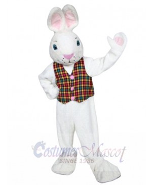 Friendly Mr. White Bunny Mascot Costume Animal