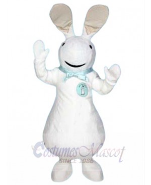 White Pat the Bunny Mascot Costume Cartoon