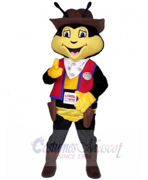 Free Bee Mascot Costume Animal wearing Cowboy Hat
