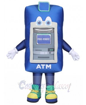Blue ATM Machine Mascot Costume Cartoon
