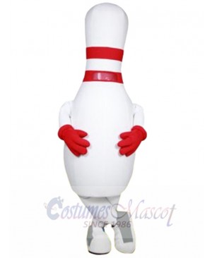 White Bowling Pin Mascot Costume Cartoon