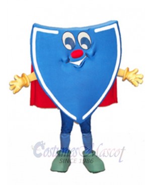Blue Shield Mascot Costume Cartoon with Red Nose