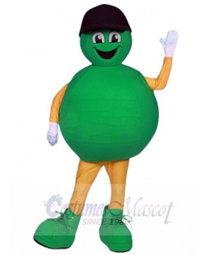 Green Lotto Ball Mascot Costume Cartoon