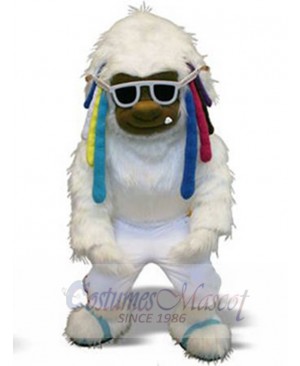 White Yeti wear Sunglasses Mascot Costume Cartoon