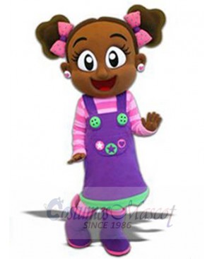 Cute Brown Skin Girl Mascot Costume People
