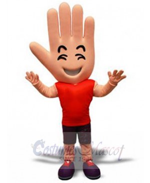 Smiling Palm Hand Mascot Costume Cartoon