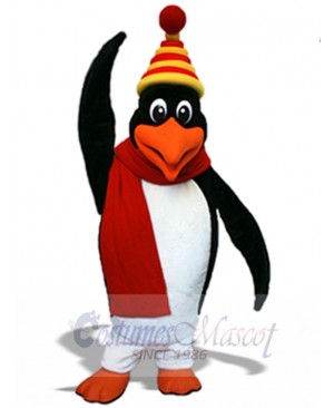 Penguin Mascot Costume wear Red Scarf Animal