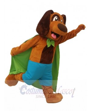 Brown Dog Mascot Costume with Green Cloak Animal