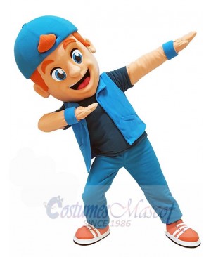 Sport Boy Mascot Costume in Blue Jersey People