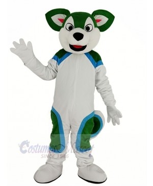 Green and White Husky Dog Fursuit Mascot Costume Animal