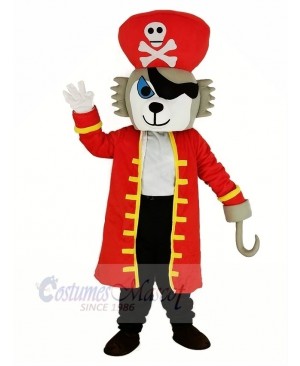 Pirate Wolf with Red Coat Mascot Costume Animal