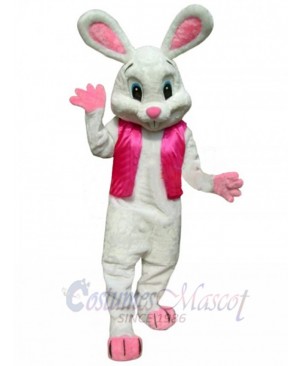Friendly Easter White Bunny Mascot Costume Animal