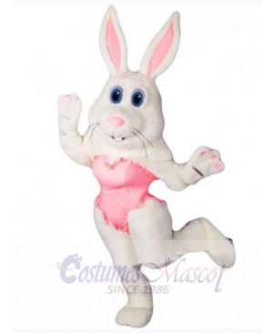 White Dance Bunny Rabbit Mascot Costume Animal