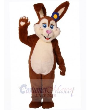 Friendly Brown and White Bunny Mascot Costume Animal