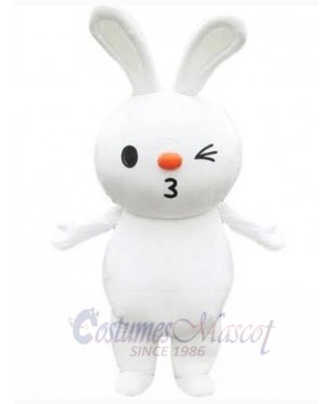 Cute White Bunny Rabbit Mascot Costume Cartoon