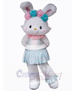Lovely White Girl Bunny Rabbit Mascot Costume Animal