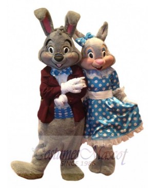 Affectionate Couple Rabbit Mascot Costume Cartoon