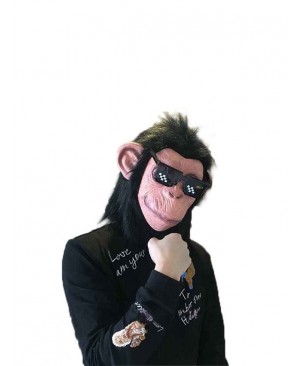 Hairy Latex Chimpanzee Gorilla Head Mask Full Head Animal Mask Cosplay Masquerade
