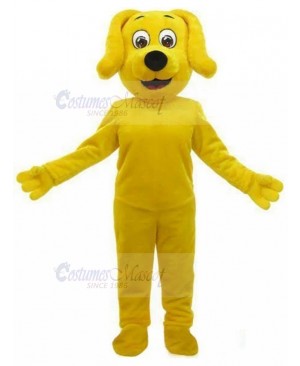 Smiling Yellow Dog Mascot Costume with Drooping Ears Animal