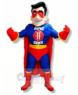 Blue & Red Superhero Mascot Costume 