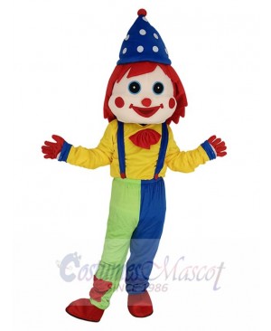 Funny Clown with Blue Hat Mascot Costume People