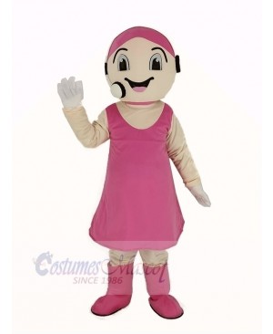 Customer Service Representative in Pink Dress Mascot Costume