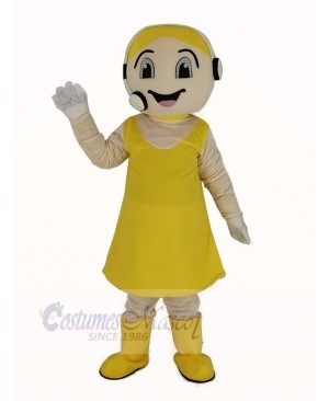 Customer Service Representative in Yellow Dress Mascot Costume