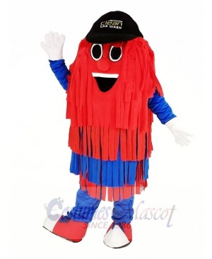 Blue and Red Car Wash Cleaning Brush with Black Hat Mascot Costume
