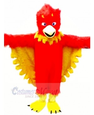 Red Phoenix with Long Fur Mascot Costumes Cartoon