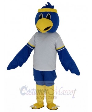 Cute Blue Falcon with White T-shirt Mascot Costume College