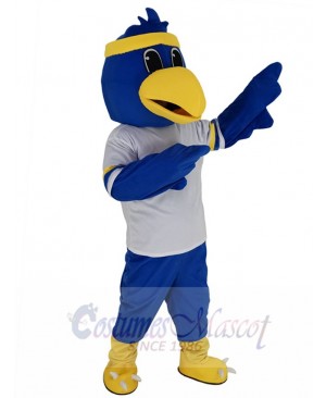 Blue Falcon Eagle Mascot Costume Animal in White T-shirt