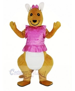 Pink Dress Kangaroo Mascot Costume Animal