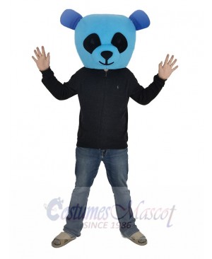 Blue Panda with Black Eyes Mascot Costume Head Only