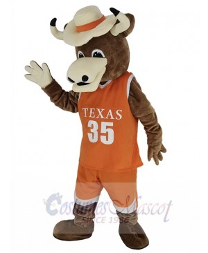 Texas Longhorns Bull Mascot Costume  in Orange Jersey Animal