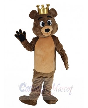 Brown King Billy Bob Bear Mascot Costume