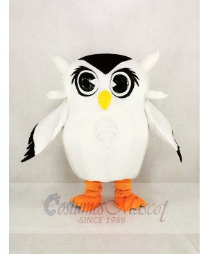 Cute White Owl Mascot Costume Cartoon