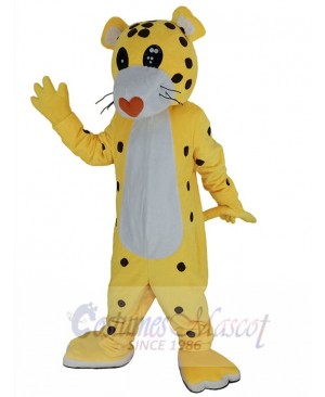Cheetah Leopard Mascot Costume with Red Love Nose Animal