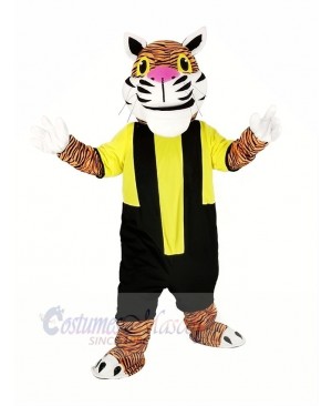 Power Tiger with Black and Yellow Sweatshirt Mascot Costume Animal	