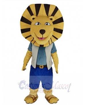 Folly Lion Mascot Costume Animal in Off White Vest