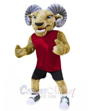 Burgandy T-shirt Ram Mascot Costume For Adults Mascot Heads