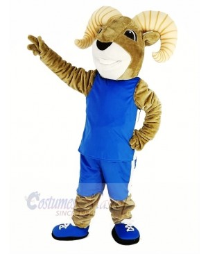 Power Sport Ram with Blue Sportswear Mascot Costume