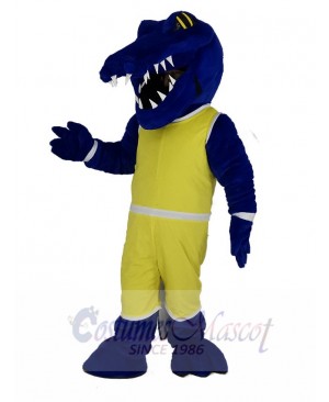 Blue Crocodile in Yellow Uniform Mascot Costume